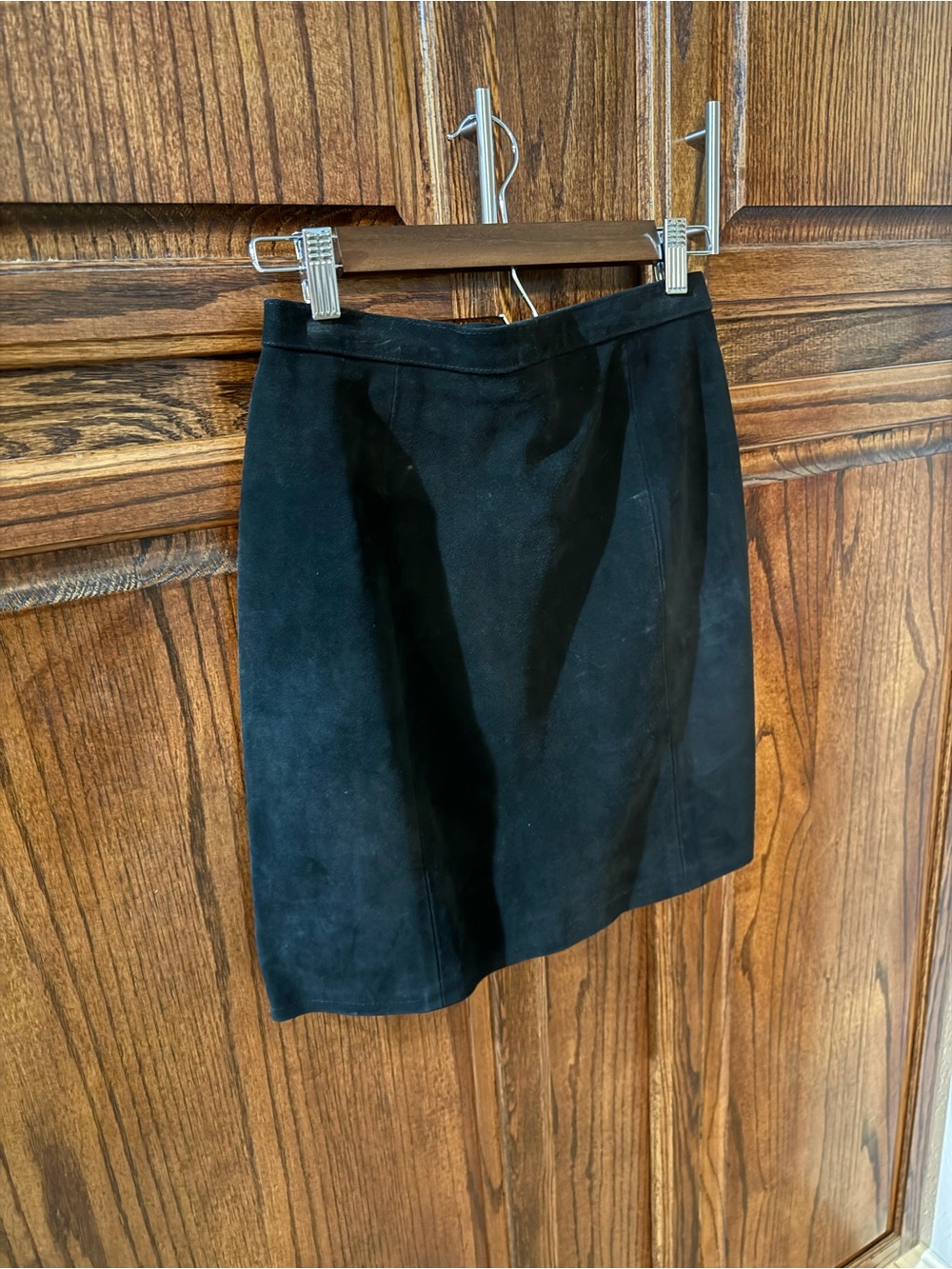 Vintage Genuine Cow Black Phoenix Suede Leather Mini Skirt